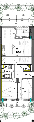 Byt Bytovka B - Byt B01 3i - pôdorys, 80.80m², 3 izby, Banská Bystrica Na Kačici