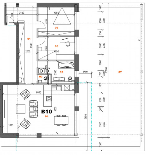 Byt Bytovka B - Byt B10 3i - pôdorys, 93.50m², 3 izby, Banská Bystrica Na Kačici