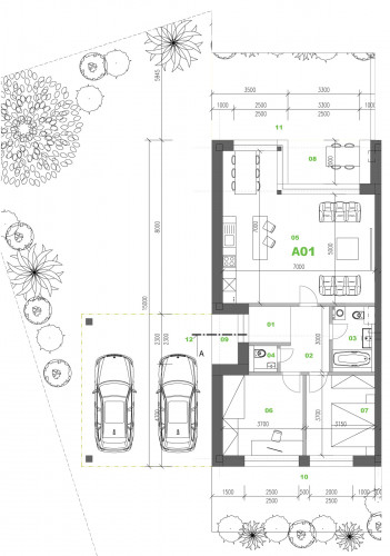 Byt Bytovka A - Byt A01 3i - pôdorys, 91.10m², 3 izby, Banská Bystrica Na Kačici