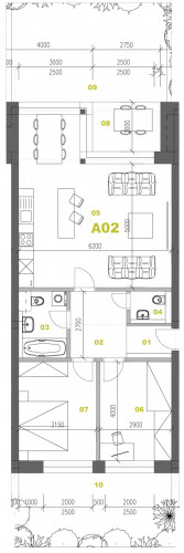 Byt Bytovka A - Byt A02 3i - pôdorys, 80.80m², 3 izby, Banská Bystrica Na Kačici