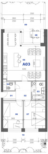 Byt Bytovka A - Byt A03 3i - pôdorys, 78.80m², 3 izby, Banská Bystrica Na Kačici