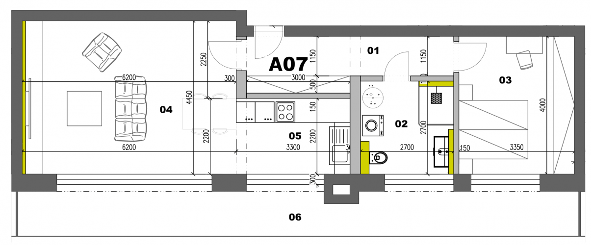 Byt Bytovka A - Byt A07 2i - pôdorys, 84.70m², 2 izby, Banská Bystrica Na Kačici