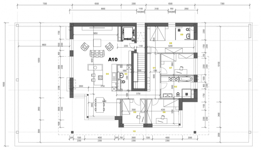Byt Bytovka A - Byt A10 5i - pôdorys, 159.00m², 5 izby, Banská Bystrica Na Kačici