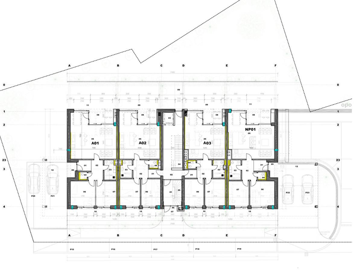 Vonkajšie parkovacie miesto 15 - pôdorys parkoviska