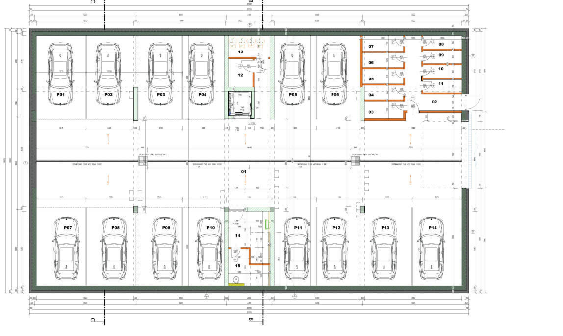 Garážové státie S0 - 01 P01 - pôdorys parkoviska