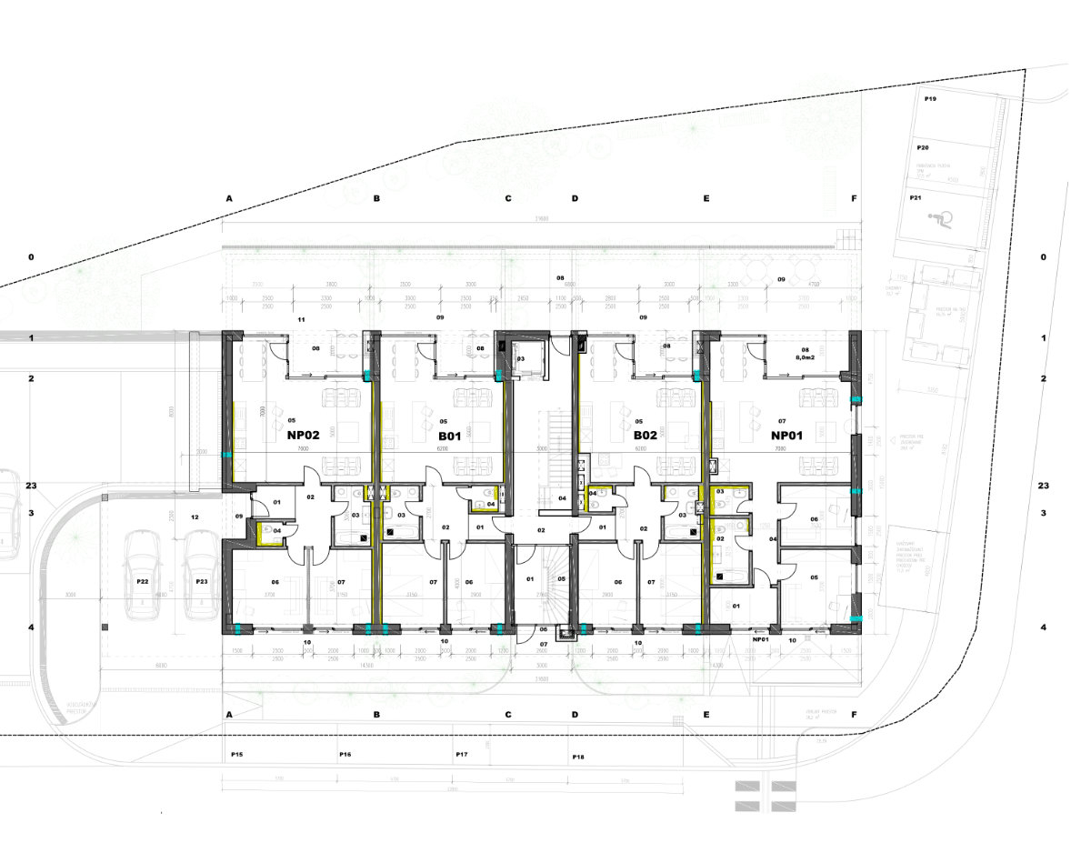 Vonkajšie parkovacie miesto 15 - pôdorys parkoviska
