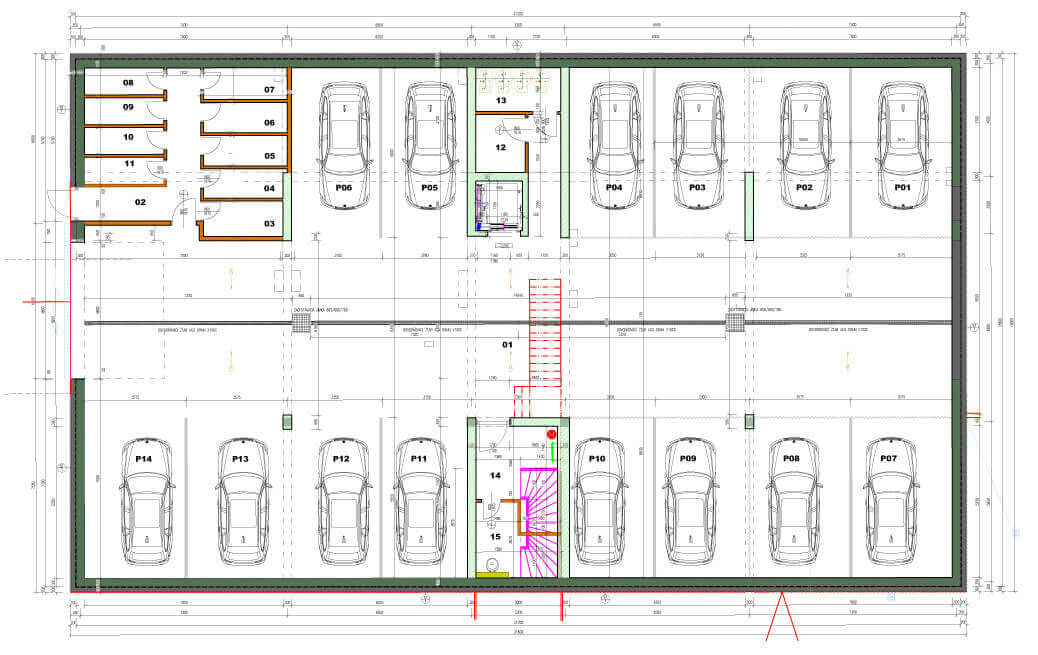 Garážové státie S0 - 02 P01 - pôdorys parkoviska